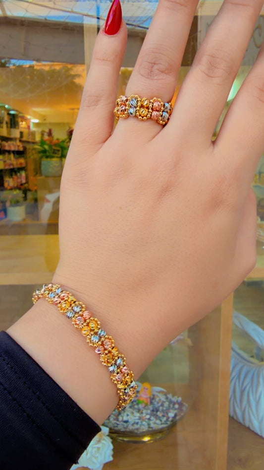 طقم لازوردي فضي ذهبي