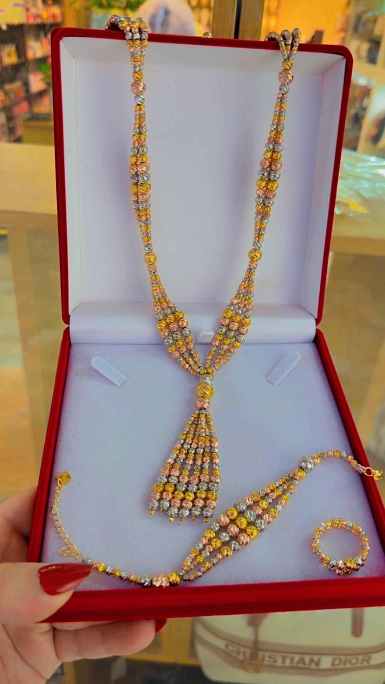 طقم لازورد ملون ثقيل شغل يدوي