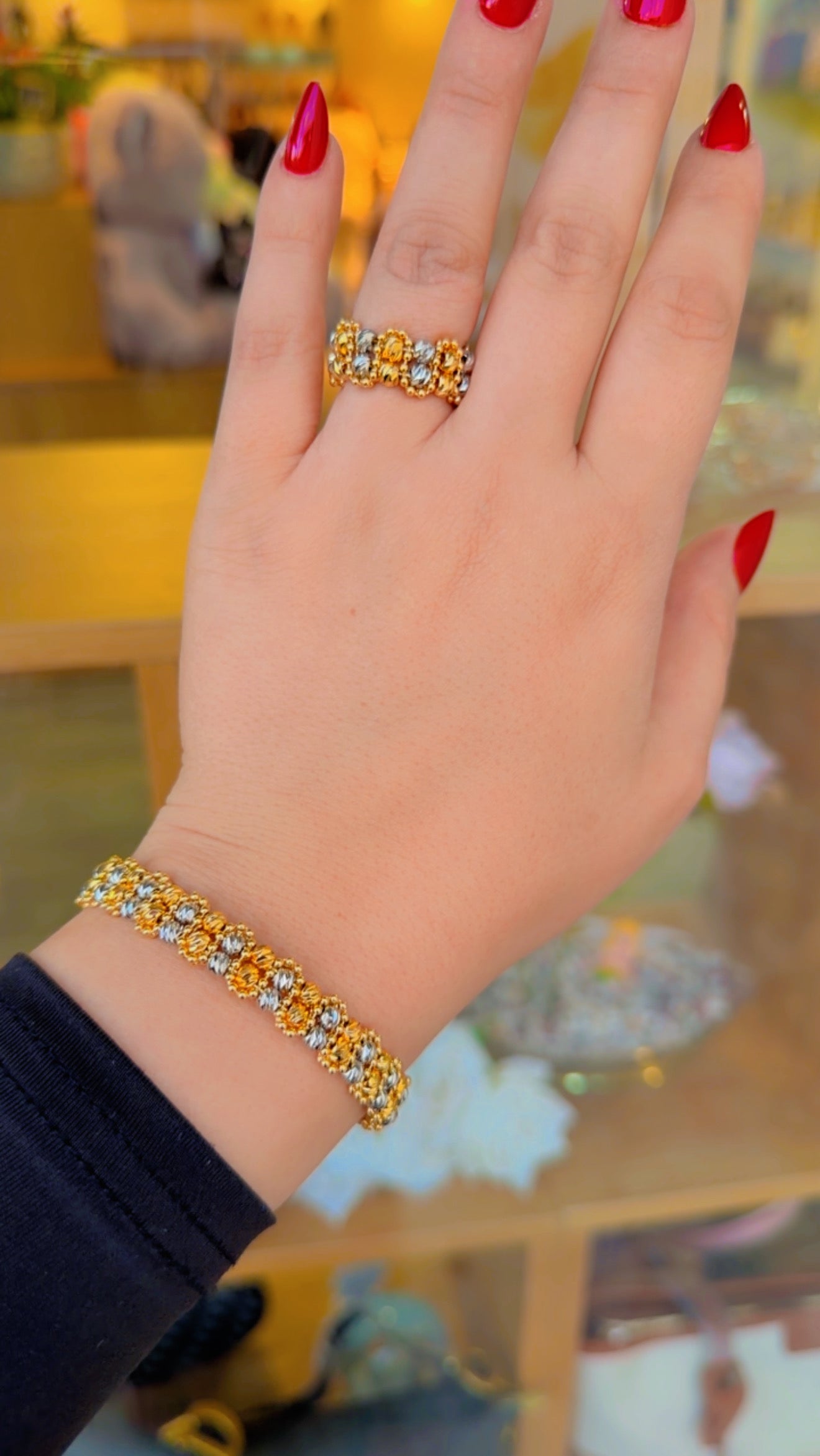 طقم لازوردي فضي ذهبي