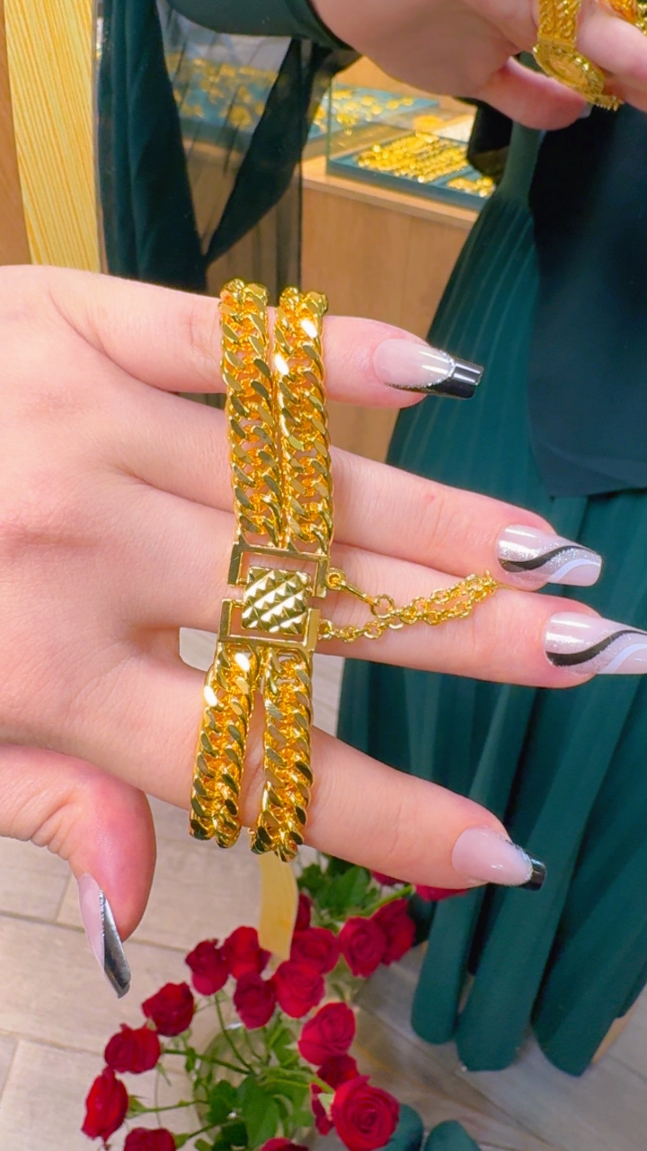 اسواره جنزير طبقتين مع ليره