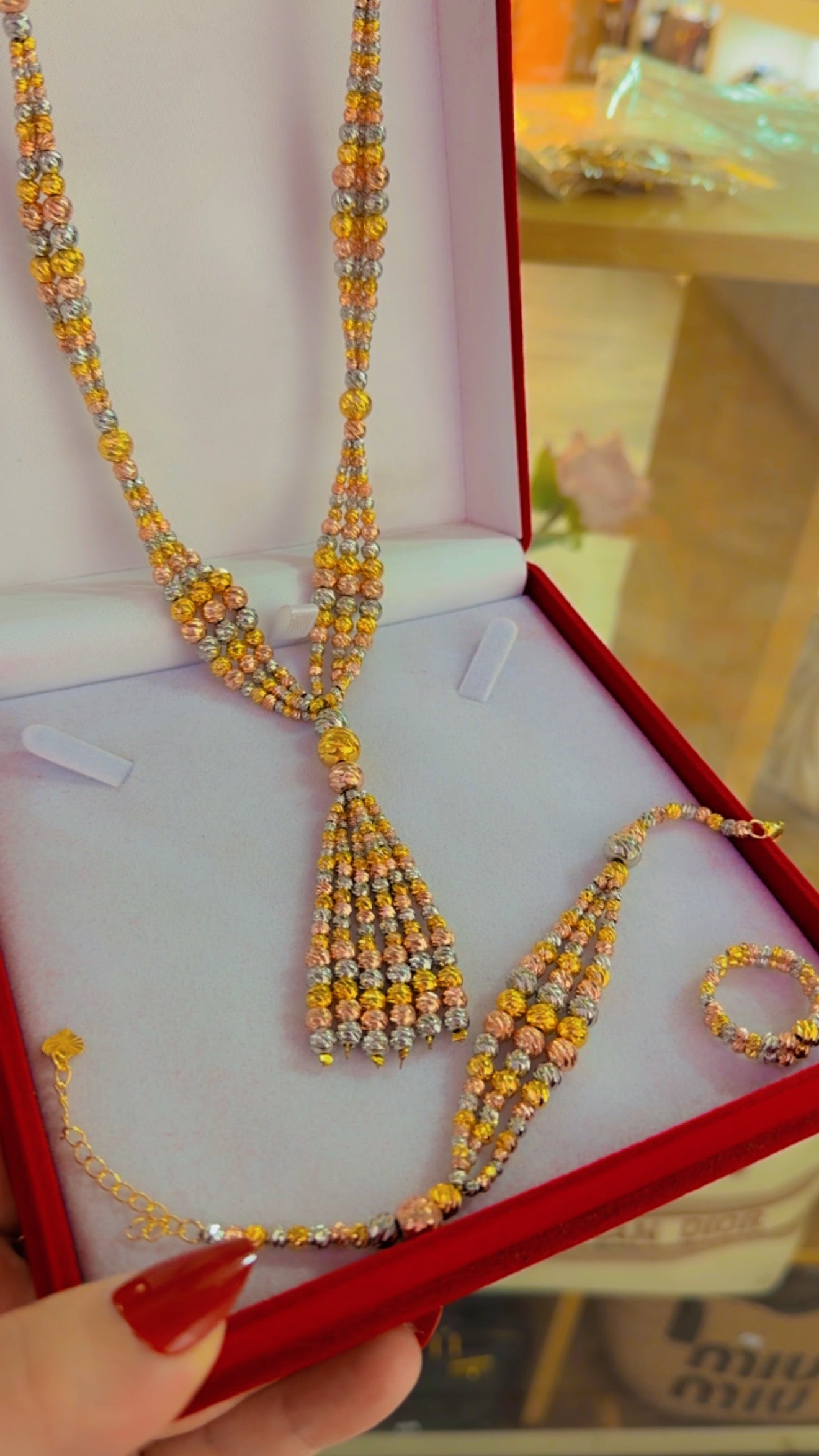 طقم لازورد ملون ثقيل شغل يدوي